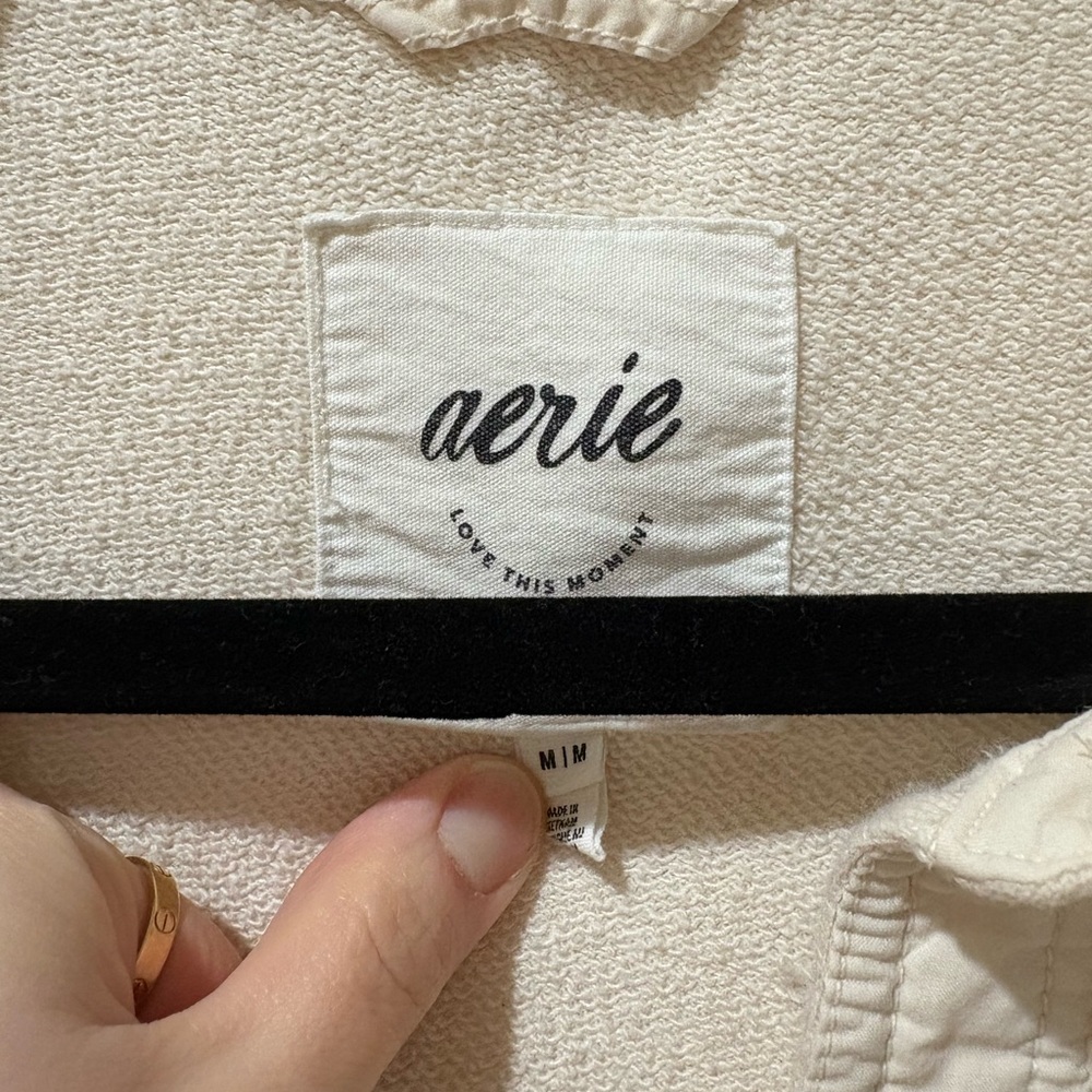 Aerie Women’s Casual Cream Button Down Shirt - Picture 3 of 3